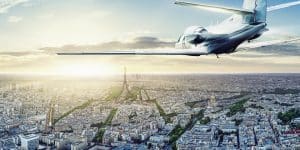 Private flight from New York to Paris